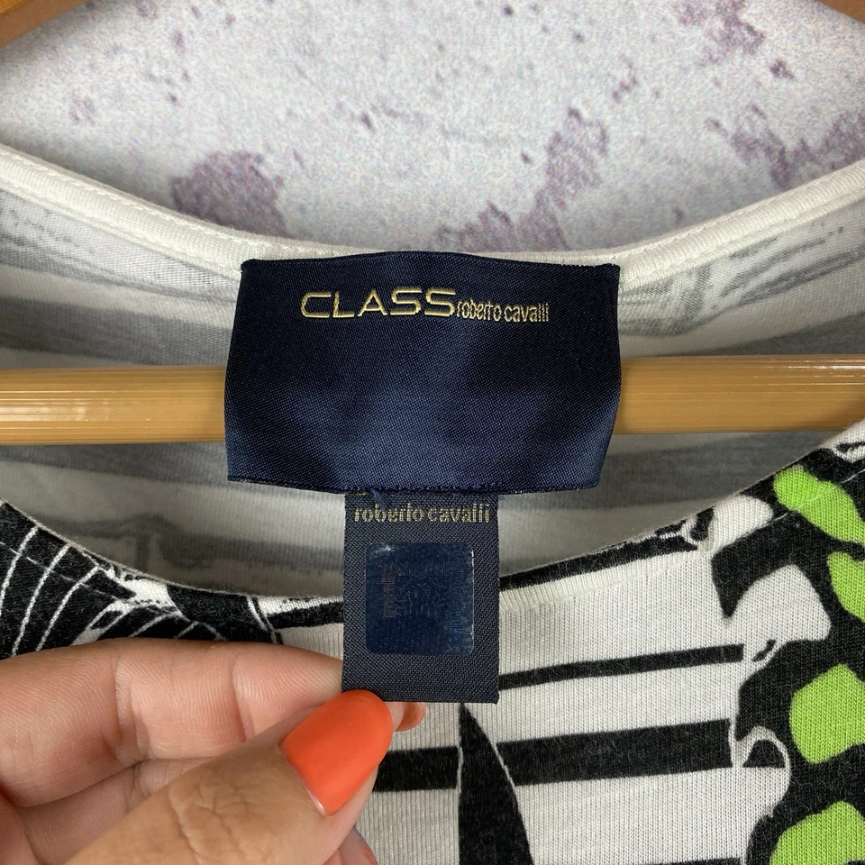 Винтажная женская роскошная футболка класса Roberto Cavalli с большим логотипом Y2K Streetwear - Изображение 4 из 4