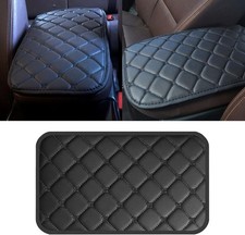 Car Center Console Cushion Pad, Universal PU Leather Waterproof Car Black