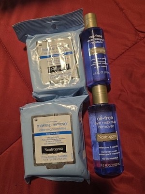 2 New Neutrogena Oil-Free Gentle Eye Make-Up Remover & 2 make up remover wipes