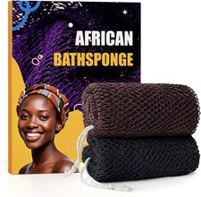2 Pieces African Net Sponge Authentic, Durable Back Scrubber Washcloth for Showe