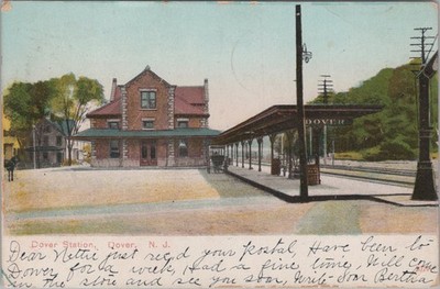 DLW Train Station Railroad Depot Dover New Jersey NJ Flag Cancel Price Postcard