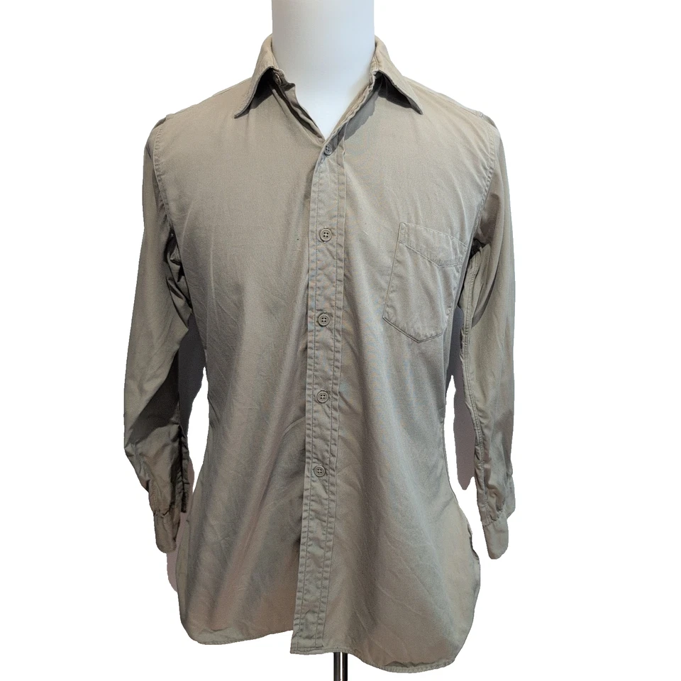 Chemise Creighton Made in USA S 14½ Marron Clair Poplin Coton Homme - Photo 1/4