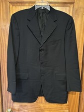 Canali Men  s 52R Black 3 Button Suit Jacket Sport Coat Blazer Wool Italy