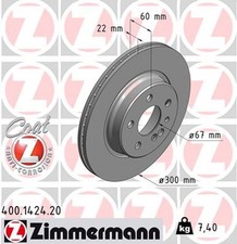 2x ZIMMERMANN Bremsscheibe COAT Z 400.1424.20 f&uuml;r KLASSE W140 MERCEDES C140 W220