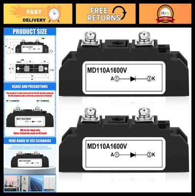 2 Pcs 100A Solar Diode, Anti-Reverse One Way Diode for 12V 24V 48V Systems, AC 4