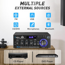 AK45 Stereo Audio Amplifier,300W Home 2 Channel Wireless Bluetooth 5.0 Power ...