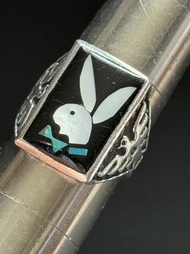 Vintage Native American 925 Sterling Silver Playboy Ring Size 10.75 RARE!