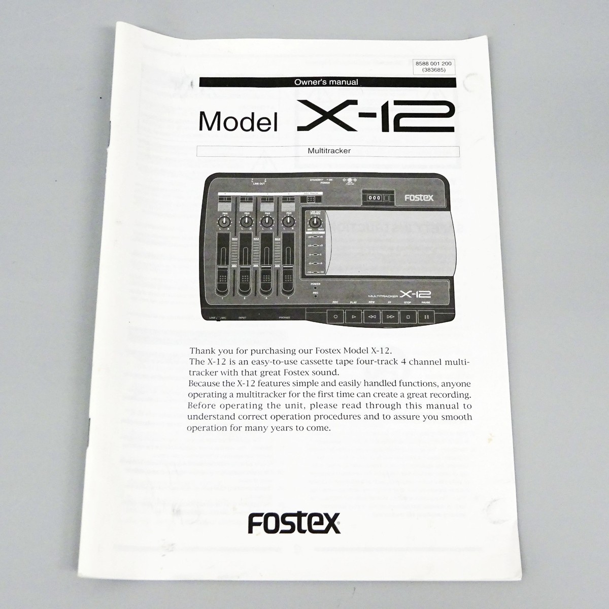 Fostex X-12 Multitracker Cassette Tape Recorder 100V Power