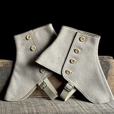 Antique Pair of Wool Felt 4 Button Spats, Vintage Footwear, Lot 8
