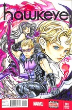 Cubierta variante boceto Hawkeye #1 totalmente nueva - 2015 - arte personalizado de Sharmaene Vitto