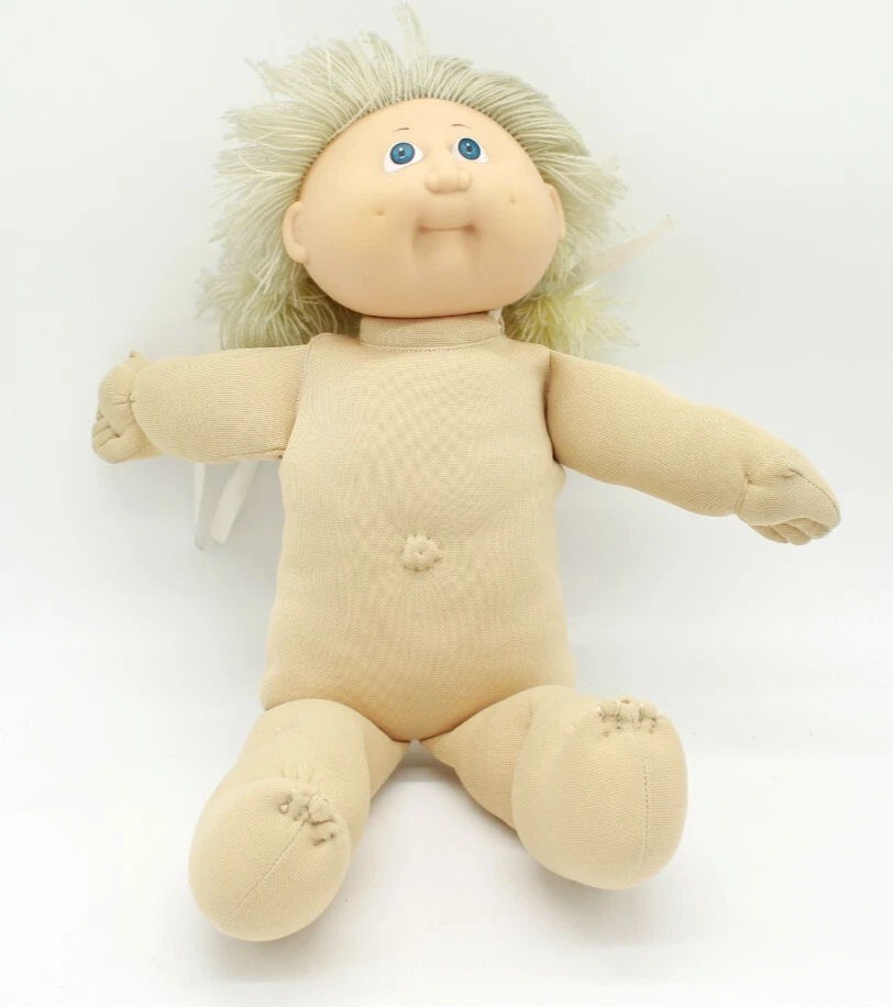 Vintage Cabbage Patch Kid Bootleg Mädchen Sommersprossen blaue Augen Puppe - Bild 4 von 4