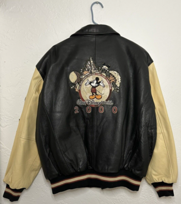 Y2K Walt Disney World Vtg 2000 Leather Varsity Jacket w/ Patches