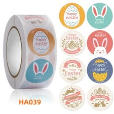 Easter Stickers 500PCS Per Roll Easter Bunny Eggs Stickers for Kids 1 inch