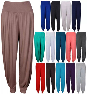 DAMEN HAREM ALI BABA HOSE DAMENHOSE LANG BAGGY LEGGINGS YOGA UK 8-26