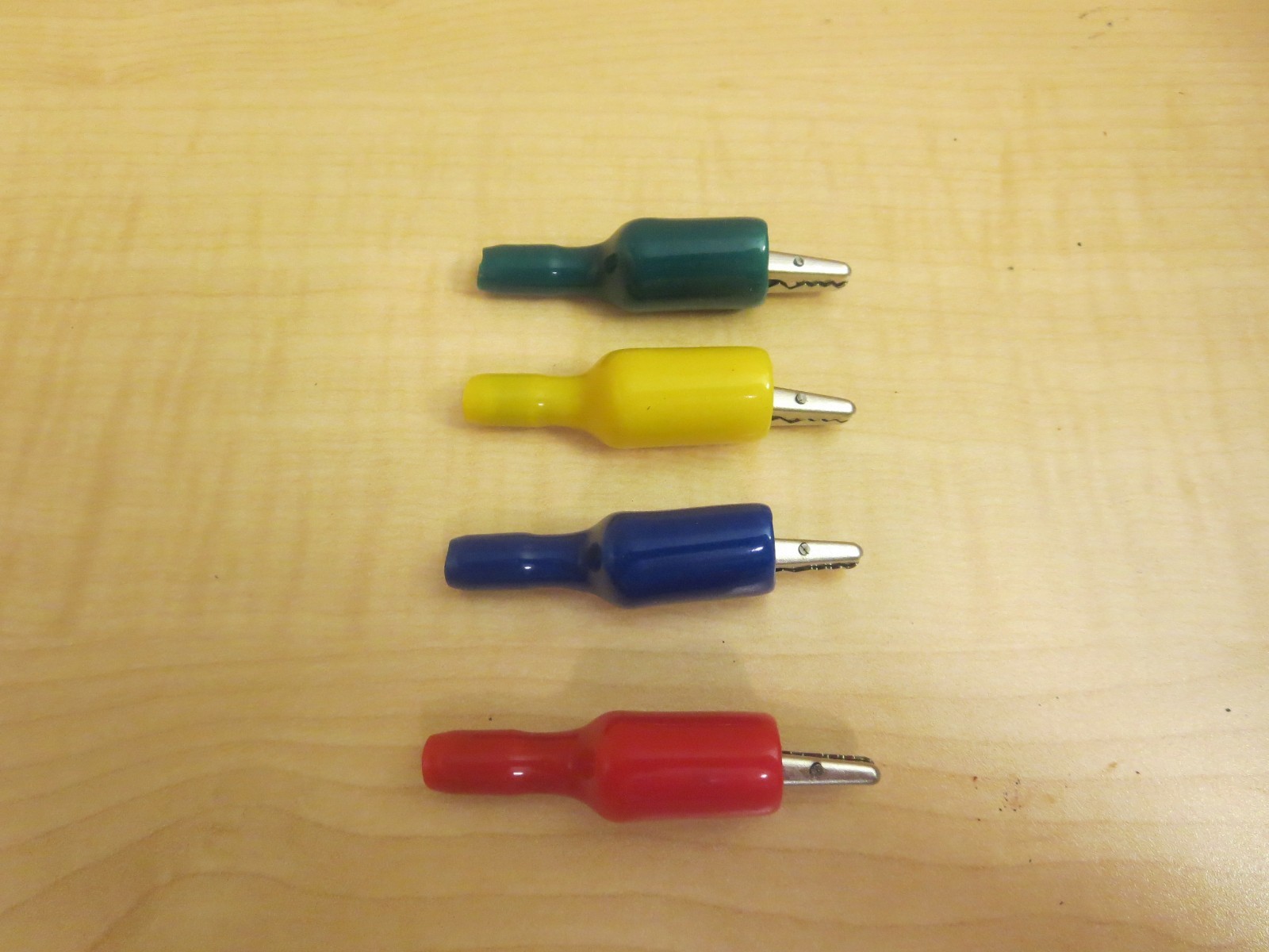 Set of 4 Insulation Piercing Threaded Base Alligator Test Lead Clips Heavy Duty
