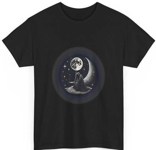 Moon Gazer Design T-Shirt Unisex Heavy Cotton Tee