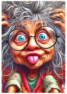 CRAZY GRANDMA * Custom ACEO * Fun Novelty * OLD LADY * Art Card * ATC