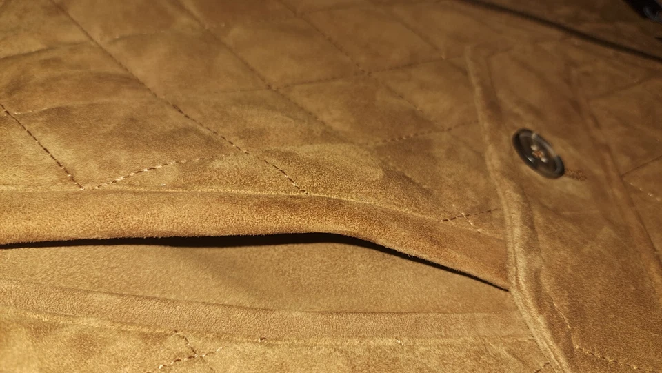 Chaleco de cuero de gamuza Roundtree & Yorke con cremallera completa.  Brown.M.  Foto 4 de 4