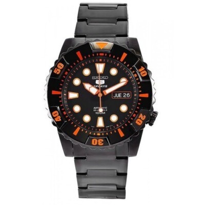 SEIKO 5 Sports SNZJ21K1 Automatic Watch Steel Black Orange Steel