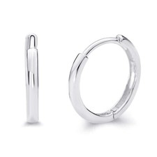 14k White Gold 2mm Thickness Hoop Huggie Earrings - 3 Different Size Available