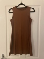 Shein A Brown Sleeveless Stretch short Mini Dress Size Medium 