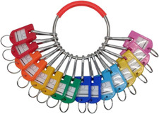 Metal Key Organizer Ring with 16 Spring Hooks and Label Tags