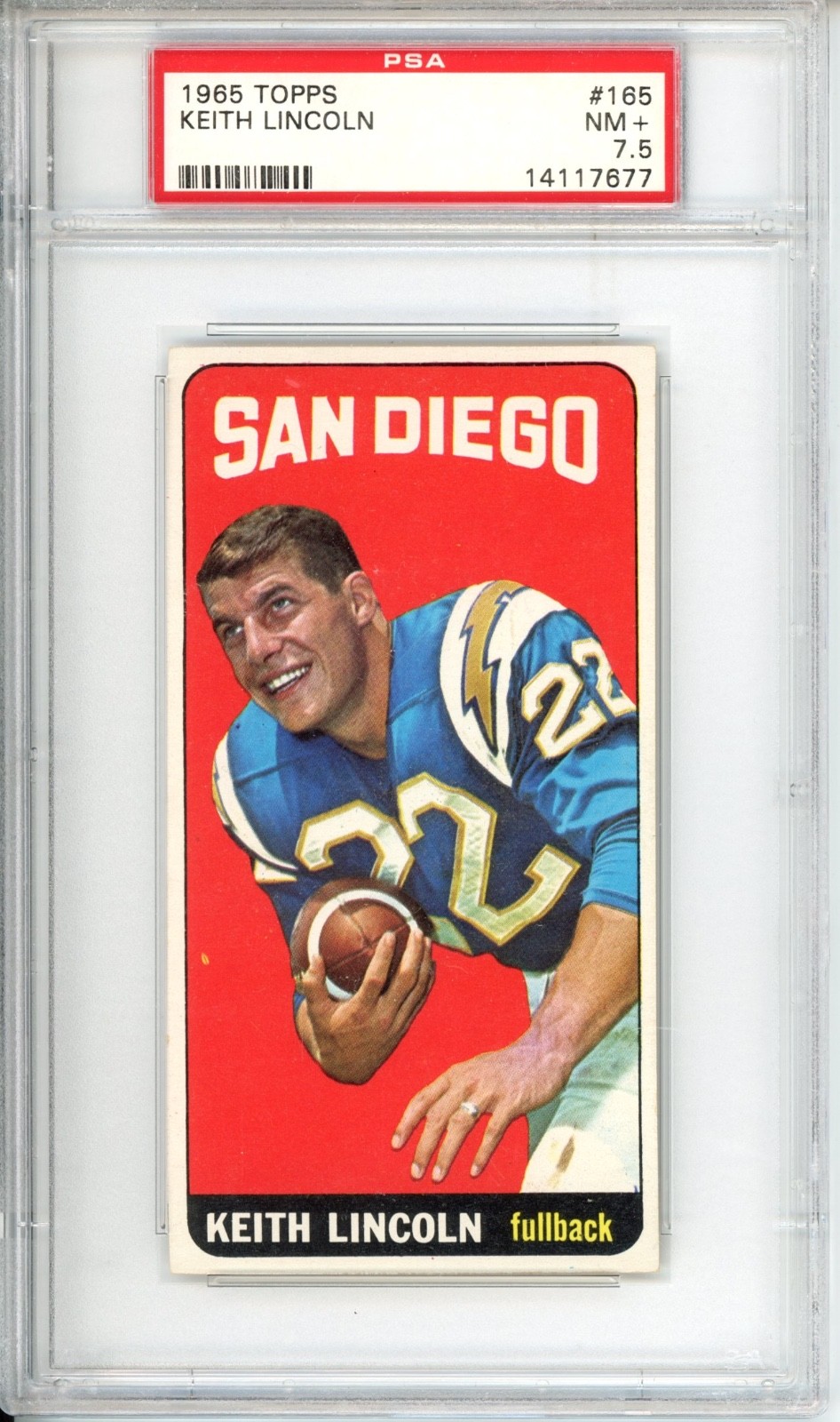 Keith Lincoln #165 Football Cards 1965 Topps trading card — raw and PSA graded price guide