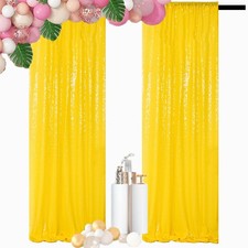 2-Panel 2x8ft Yellow Sequin Photography Backdrop Prom Party Home Decor