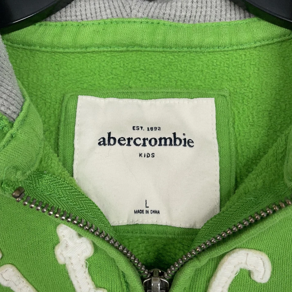 Abercrombie Niños Sudadera con Capucha Niñas Grande Verde Cremallera Fitch 92 Sudadera Logo Foto 4 de 4