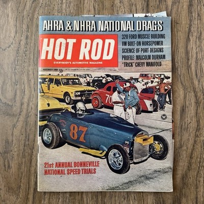 November 1969 Vintage Hot Rod Magazine VW Ford Mustang Bonneville Speed Trials