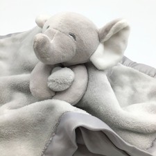 Carter's Gray Elephant Security Blanket Baby Boy Girl Lovey Satin Trim Plush