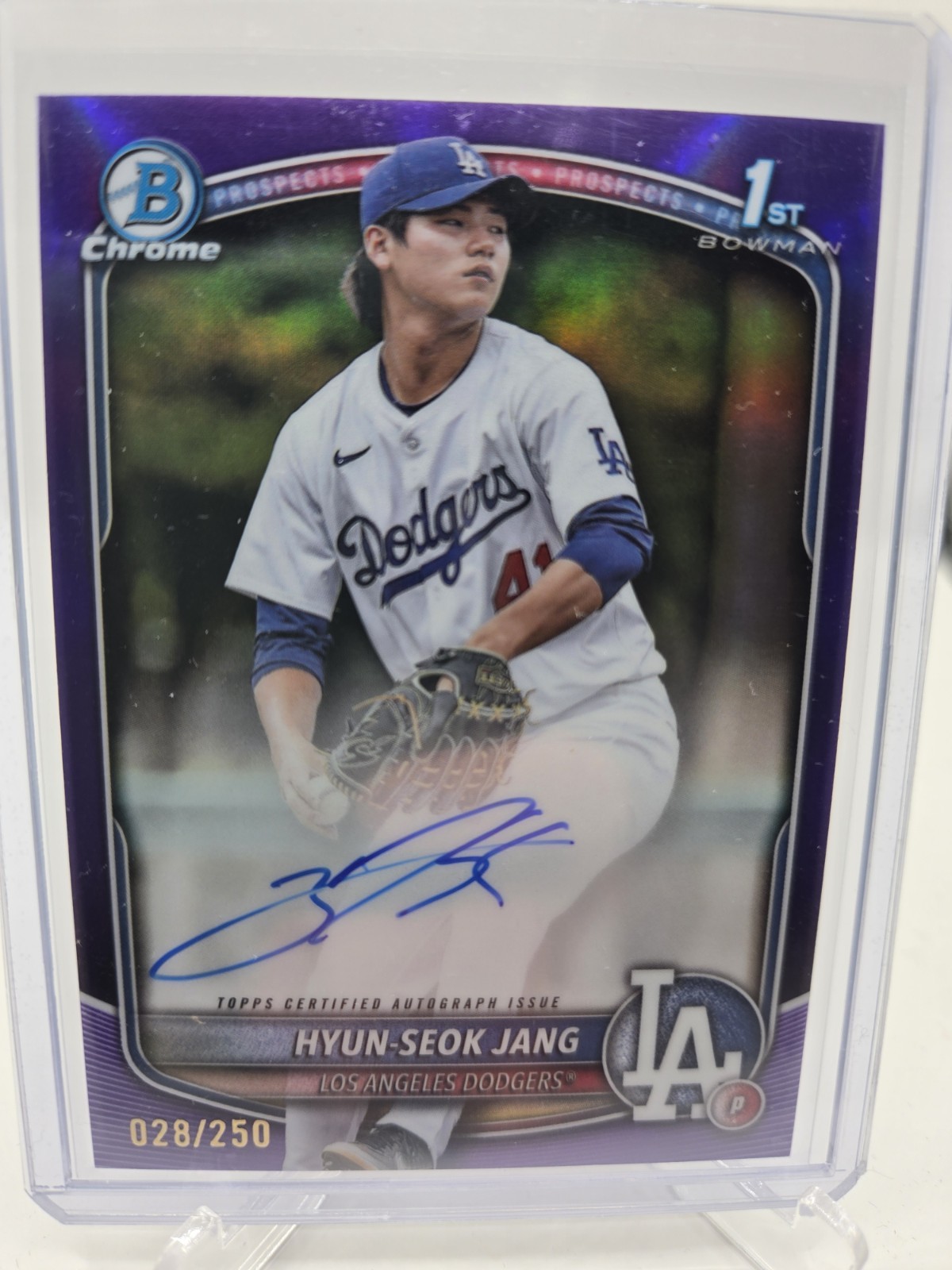 Hyun-Seok Jang 2025 1st Bowman Chrome #CPA-HJ  Auto Purple Refractor 28/250