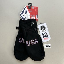 VOLCOM USA SNOWBOARD Fleece Mitt Gloves Black Size M Snow Ski Warmth