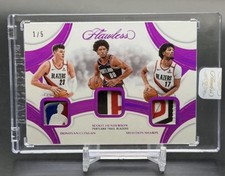2024-25 Panini Flawless Clingan Henderson  Sharpe 1/5 Logoman Triple Patch NB1