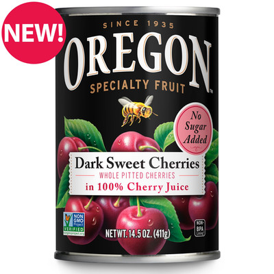 Oregon fruit Dark sweet Cherries in 100% cherry Juice No Sugar Added 14.5 oz....