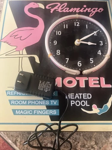 Casino Hotel Flamingo Vegas Neon Wall Clock Sign Vintage Bugsy Siegel Gangster