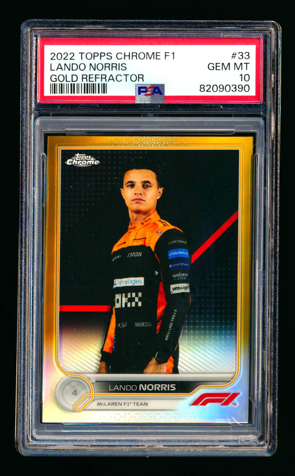 2022 Topps Chrome F1 #33 Lando Norris Gold Refractor Portrait #09/50 PSA 10
