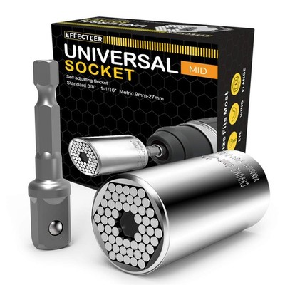 Universal Socket, Self-adjusting Socket Fits Standard 3/8'' - 1-1/16'' Metric...