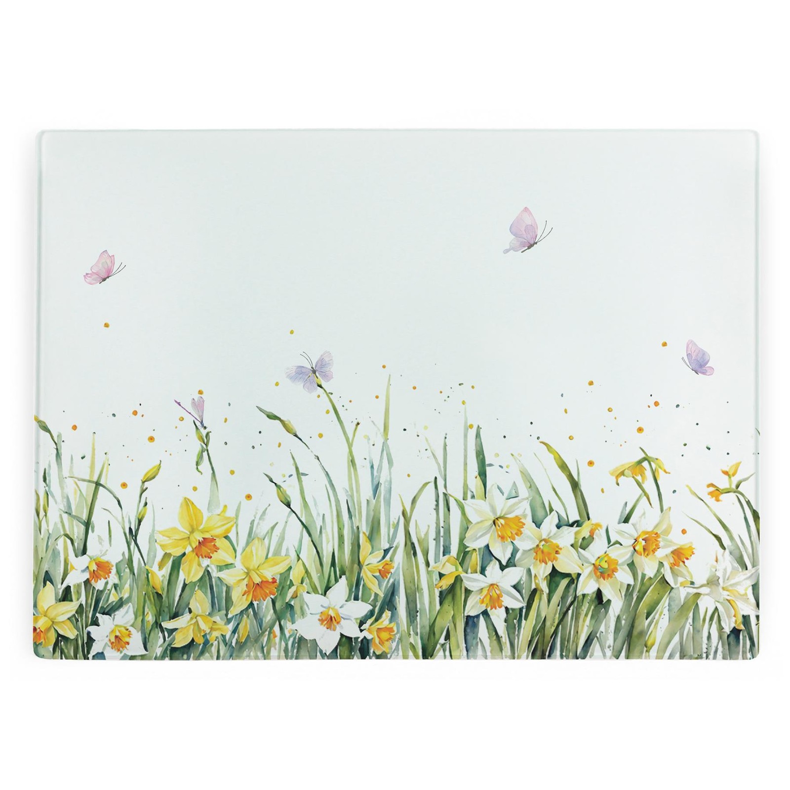 Daffodils Glass Worktop Protector/Cutting Board - Spring Floral Kitchen Gifts