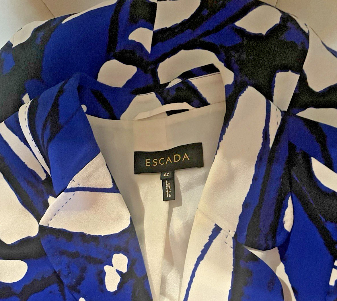 Escada Abstract Pattern Blazer Jacket Pockets 2-B… - image 3
