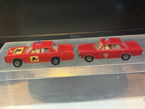 Matchbox  Lesney Mercury Fire Chief Car #59/73+Ford Galaxie Chief Car Used L-12A