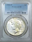 1923-D Peace Silver Dollar PCGS AU58 Frosty PQ for the grade New Holder #W195E