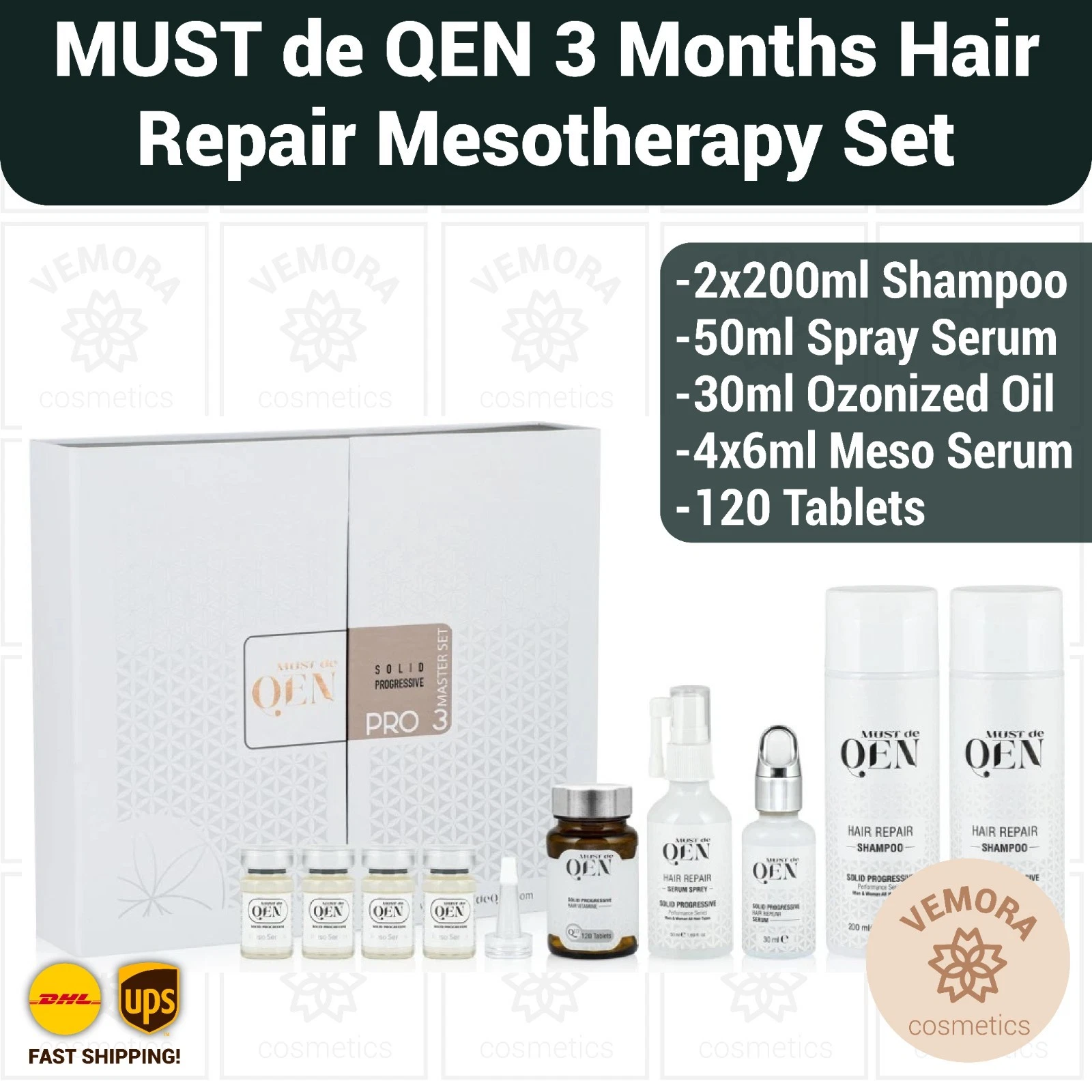 MUST de QEN After Hair Transplant Anti Hair Loss 3 Month Pro Set (Mesotherapy)