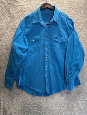 Wrangler Western Pearl Snap Shirt Mens XXL Teal Long Sleeve Premium Performance