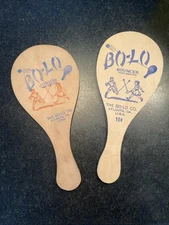 2 VINTAGE BO-LO CO. JUNIOR PADDLE BALL BOUNCER WOOD PADDLE NO BALLS
