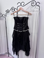 Jessica McClintock Black Formal Prom Homecoming Fairy Y2K Lace Up Dress