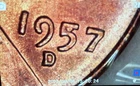 1957-D Monster BU Wheat Cent With Die Chips In Date Error - Mint Error Die Chip