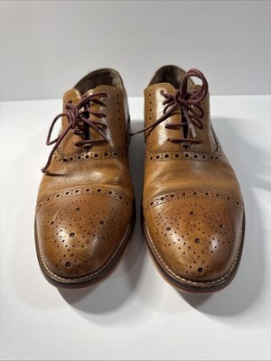 Johnston & Murphy 20-8682 Conard Mens 9.5M Brown Leather Lace Up Cap Toe Shoe