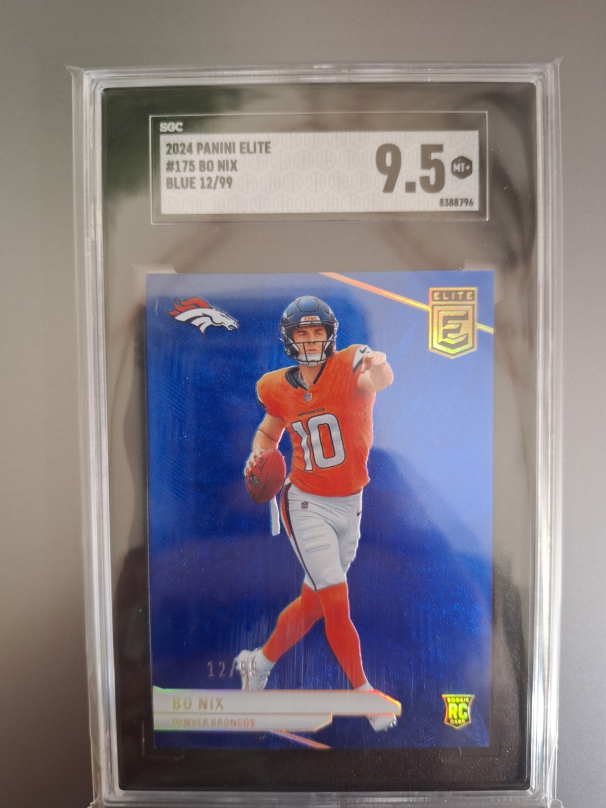 2024 Panini Donruss Elite - Rookies Bo Nix #175 Blue /99 (RC) SGC 9.5