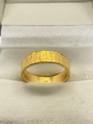 24k Pure Gold Japanese Artisan's Flat Hammered Ring 8.0g US:8